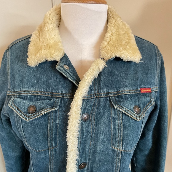 Vintage Roxy Sherpa Lined Denim Jacket Y2K Blue Jean Trucker Coat 100% Cotton - Picture 2 of 8